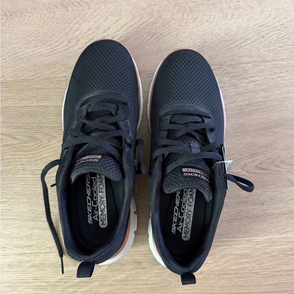 Skechers Black and White Athletic Lace-Up Sneakers